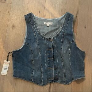 Rhinestone Blue Denim Vest